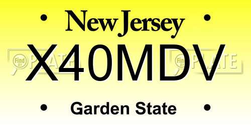 X40MDV New Jersey License Plate