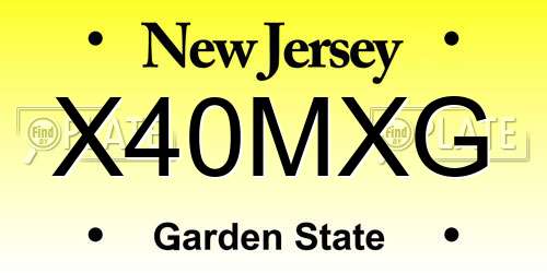X40MXG New Jersey License Plate