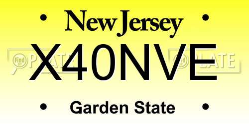 X40NVE New Jersey License Plate