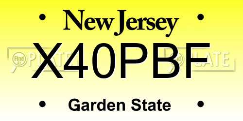 X40PBF New Jersey License Plate