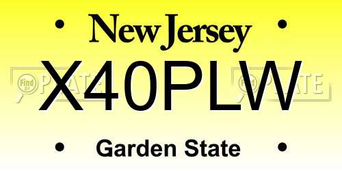X40PLW New Jersey License Plate