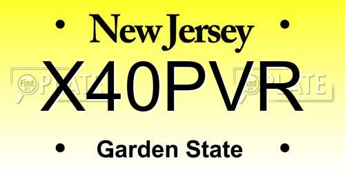 X40PVR New Jersey License Plate