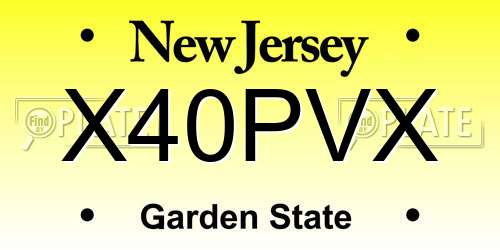 X40PVX New Jersey License Plate