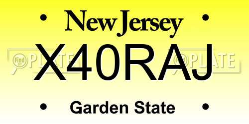 X40RAJ New Jersey License Plate
