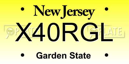 X40RGL New Jersey License Plate