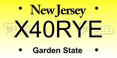 X40RYE New Jersey License Plate