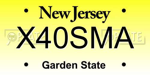 X40SMA New Jersey License Plate