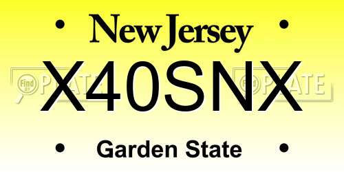 X40SNX New Jersey License Plate