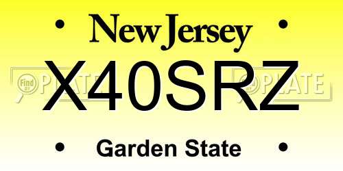 X40SRZ New Jersey License Plate