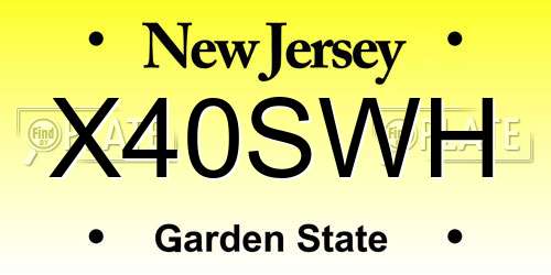 X40SWH New Jersey License Plate