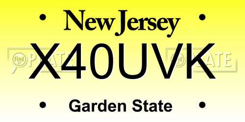 X40UVK New Jersey License Plate