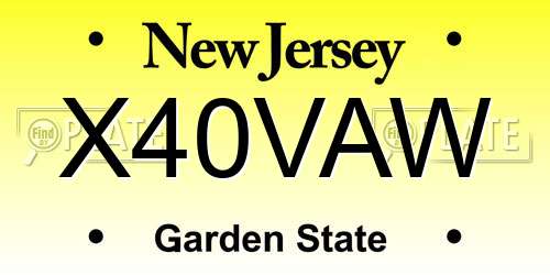 X40VAW New Jersey License Plate