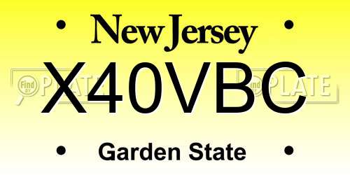 X40VBC New Jersey License Plate