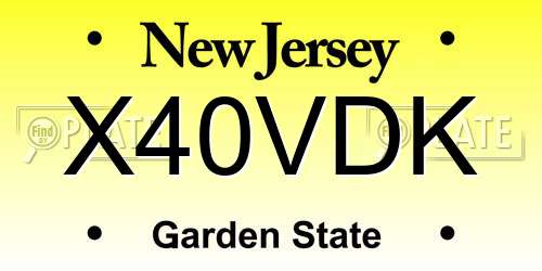 X40VDK New Jersey License Plate