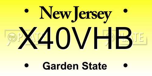 X40VHB New Jersey License Plate