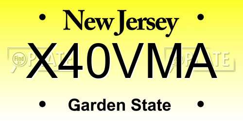 X40VMA New Jersey License Plate