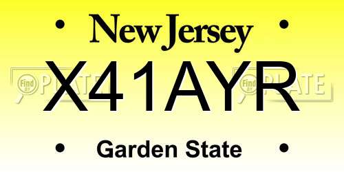 X41AYR New Jersey License Plate