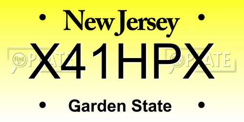 X41HPX New Jersey License Plate