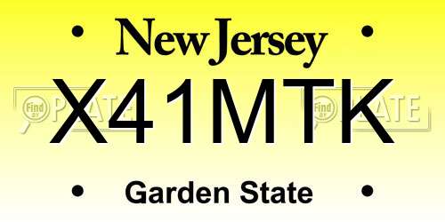 X41MTK New Jersey License Plate