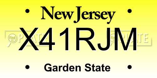 X41RJM New Jersey License Plate