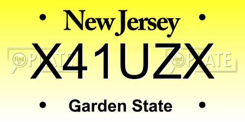 X41UZX New Jersey License Plate