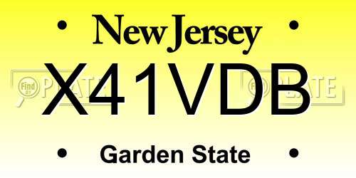 X41VDB New Jersey License Plate