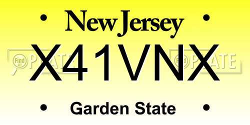 X41VNX New Jersey License Plate