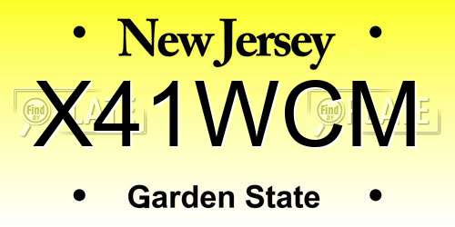 X41WCM New Jersey License Plate