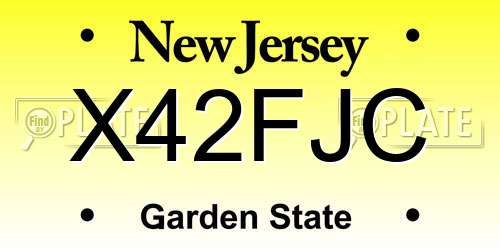 X42FJC New Jersey License Plate