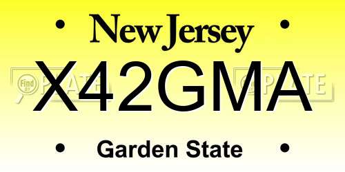 X42GMA New Jersey License Plate