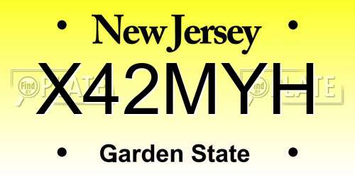 X42MYH New Jersey License Plate