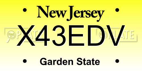 X43EDV New Jersey License Plate