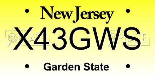 X43GWS New Jersey License Plate