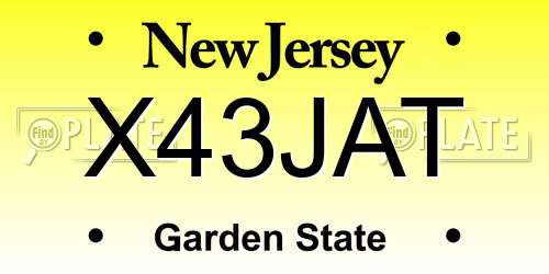 X43JAT New Jersey License Plate