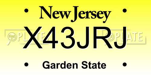 X43JRJ New Jersey License Plate