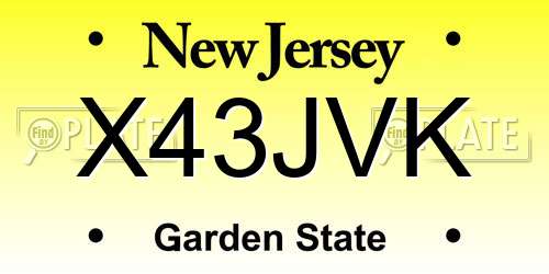 X43JVK New Jersey License Plate