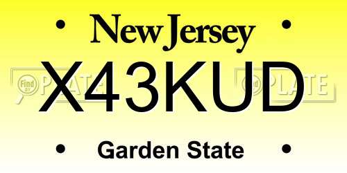 X43KUD New Jersey License Plate