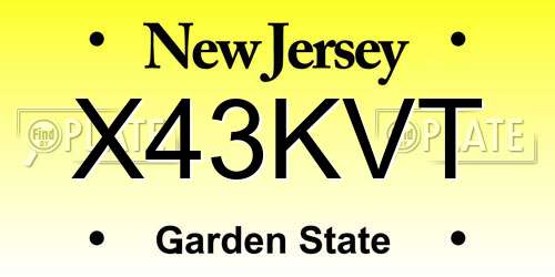 X43KVT New Jersey License Plate