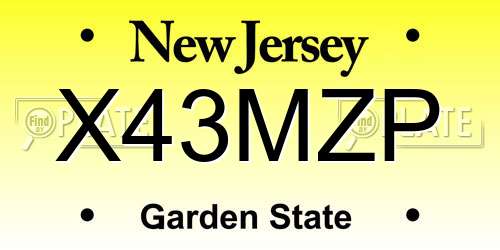 X43MZP New Jersey License Plate