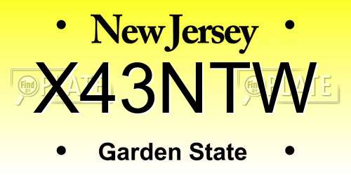 X43NTW New Jersey License Plate