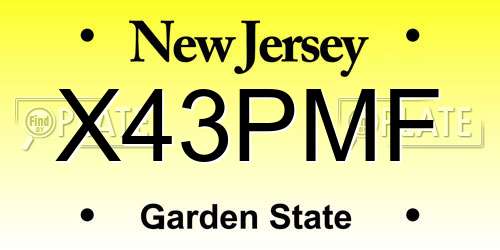 X43PMF New Jersey License Plate