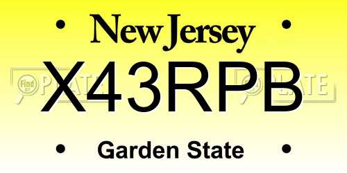 X43RPB New Jersey License Plate