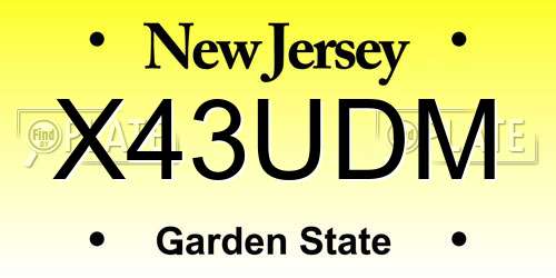 X43UDM New Jersey License Plate