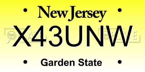 X43UNW New Jersey License Plate