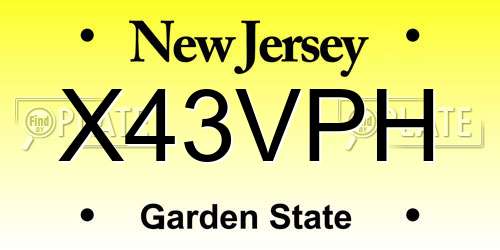 X43VPH New Jersey License Plate
