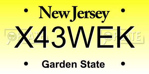 X43WEK New Jersey License Plate