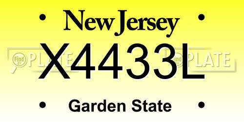 X4433L New Jersey License Plate