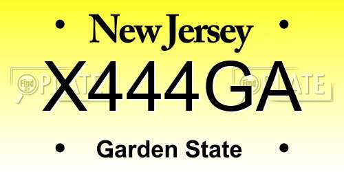 X444GA New Jersey License Plate