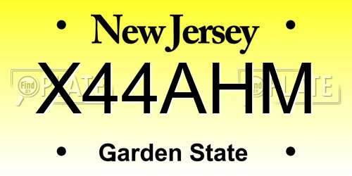 X44AHM New Jersey License Plate