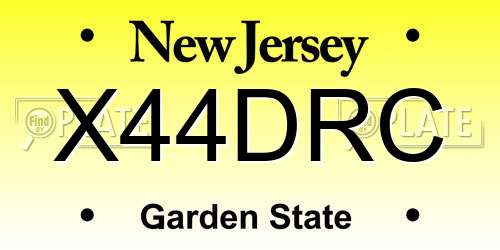 X44DRC New Jersey License Plate